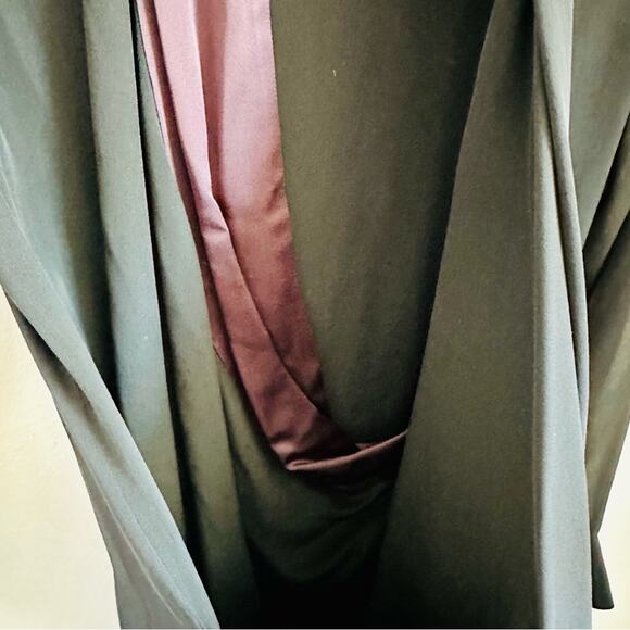 ALLSAINTS Black LBD Long Sheer Sleeve Silk Panel Asymmetrical Ruche Mini Dress 6 - Picture 10 of 13